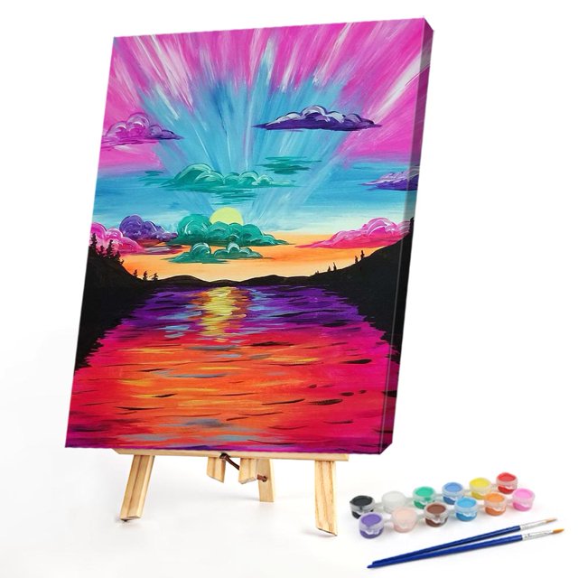 Cuadros Decorativos Playa puesta de sol pintura al óleo por números lienzo DIY cuadro pintado a mano pared arte regalos Ehuebsd embutido en tela