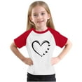 thumbnail image 2 of Jinhomg Kids Cute T Shirts Raglan Sleeve Heart Graphic Tees Casual Loose Crew Neck Summer Pullover Tops Red 9 Years, 2 of 7