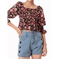 thumbnail image 1 of Lovito Cute Floral Print Ruched Puff Sleeve Blouse, 1 of 5