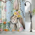 thumbnail image 2 of Happy Easter Shower Curtain, 48" x 72", Bunny Floral Egg Trees Blue Green Wood Grain Waterproof Bathroom Curtain Washable Shower Curtain Set with 12 Hooks, 2 of 9