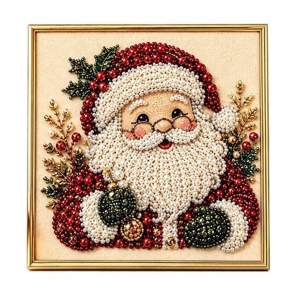 Christmas Pearl Diamond Art Painting Kit for Adults Beginners, Festive Holiday DIY Craft, 3D Bead Decor for Home Wall, Relaxing Gift Activity