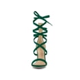 thumbnail image 6 of BLISSFUL STEP Women's Open Toe Stiletto Heeled Lace up Solid Sandals Green 10, 6 of 7