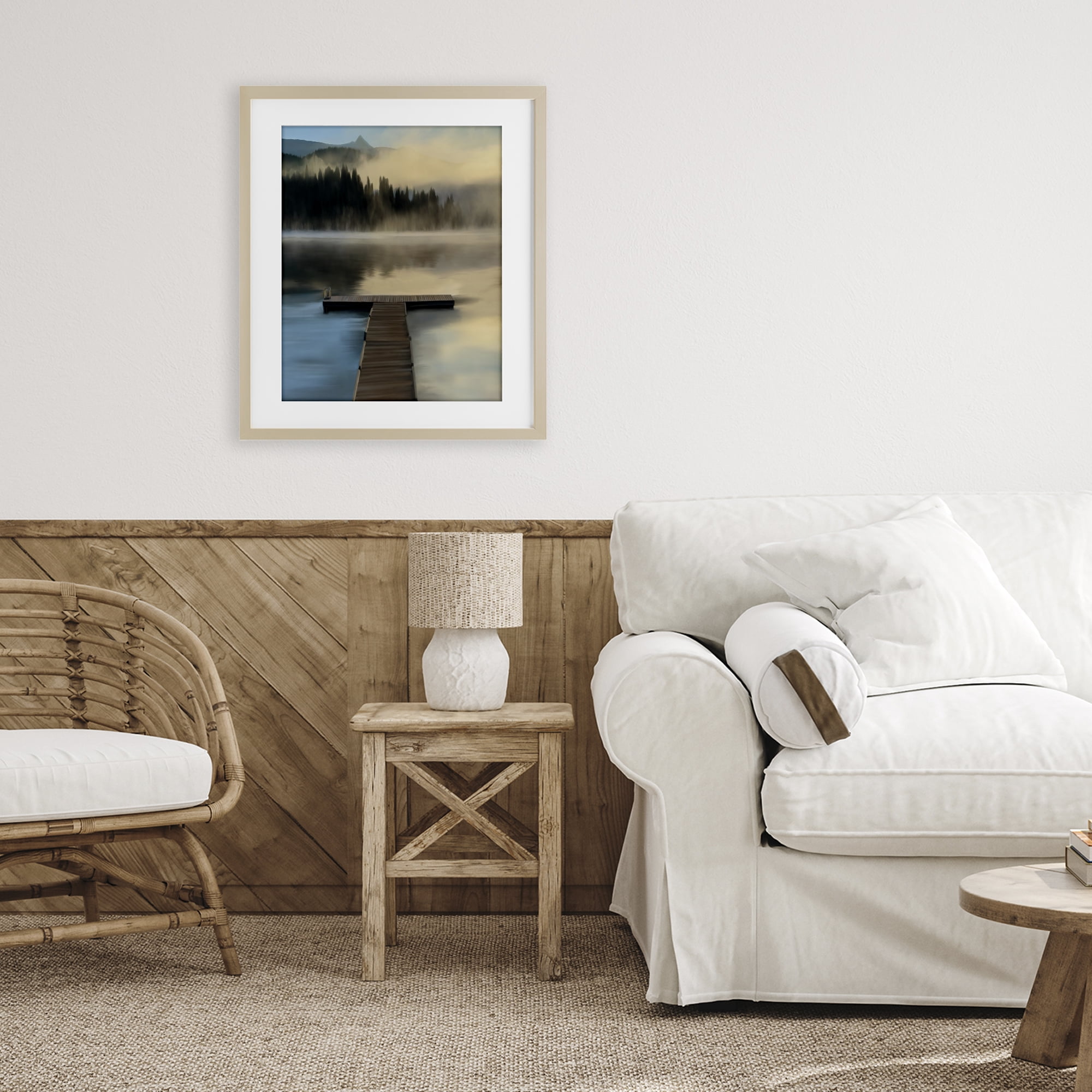 Stupell Industries Reflective Lake At Dusk Birch Framed Print Under Glass, design by Renel Peters