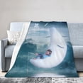 thumbnail image 1 of DouZhe Ultra-Soft Micro Fleece Lightweight Flannel Bed Blanket, Moon Star Fishing Boy Print Cozy Warm Throw Blankets, 80"x60", 1 of 7