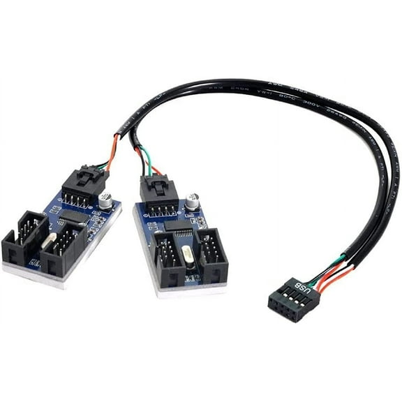 Toptekits (2-Pack) 9-Pin USB 2.0 Header 1-to-2/4 Female Extension Cable HUB Connector Motherboard Adapter Port Multilier(1-to-4 Cable)