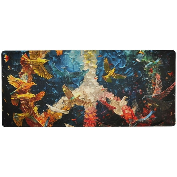 JSTEL Peace and Love Sign Doves Large Gaming Mouse Pad Big Mousepad Mice Keyboard Mat with Non-Slip Rubber Base for Computer Laptop Home & Office, 31.5 X 11.8 inch