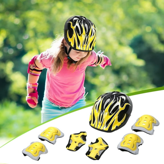 Kids Helmet Knee Elbow Pads Wrist Guard Sport Protective Gear Adjustable Scooter Skateboard Roller Bike Skate Cycling Safety Set for Boy Girl