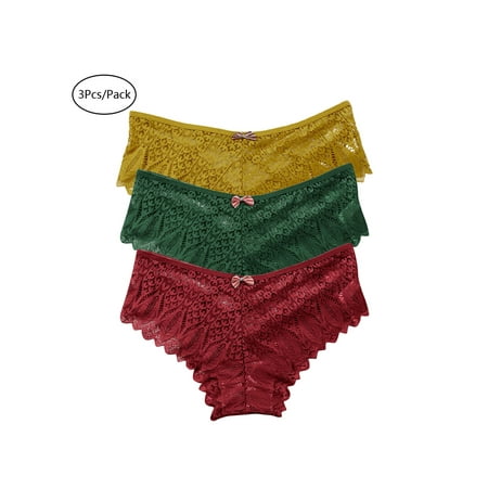 

DYMADE Basic Lace Panties Pull On Sheer Women Underwear Pack