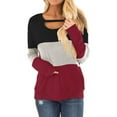 thumbnail image 1 of Moda Mujer O-cuello Camiseta de manga larga Verano Patchwork Blusa suelta Tops Fridja  hj652, 1 of 5
