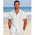 thumbnail image 3 of COOFANDY Men's Cuban Guayabera Short Sleeve Button Down Shirt - Casual Summer Beach Linen Shirts, 3 of 7