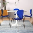 thumbnail image 2 of LeisureMod Oyster Modern Clear Acrylic Dining Chair with Black Metal Legs, Transparent Kitchen Dining Room Chair, Contemporary Accent Chair for Home, Office or Restaurant, Transparent Blue, Set of 2, 2 of 11