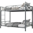 thumbnail image 7 of Metal Bunk Bed Twin Over Twin, Modern Heavy Duty Bunkbeds with Safety Guard Rails & Space-Saving Design, Steel Twin Bunk Beds for School, Bedroom, Grey with Sturdy Steel Slats, 7 of 7
