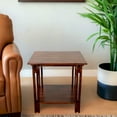 thumbnail image 3 of 24.5"H, Acacia Wood 4 Leg Architectural Square End Table, Mahogany, 3 of 11