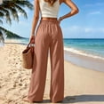 thumbnail image 6 of ZHYou No Boundarie Women's Wide Leg Pants Ruffle High Waist Drawstring Lightweight Flowy Loose Casual Full Length Trousers,Orange,Size L, 6 of 6