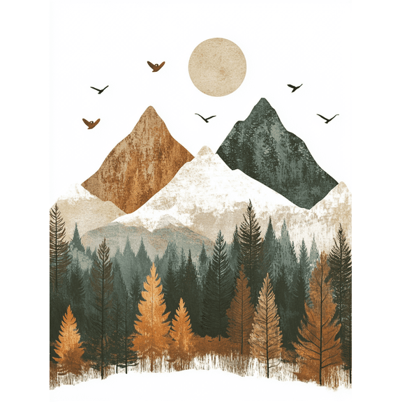 Mountain Forest Landscape Canvas Wall Art, Suitable for Living Room, Bedroom, Office, Dining Room, and Hallway Decoration.