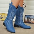 thumbnail image 3 of SACFOF Cowboy Boots For Women - Western Cowgirl Boots Mid Calf Chunky Heel Booties Pointed Toe Country Shoes, 3 of 6
