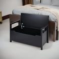 thumbnail image 6 of Demi Bonn 34" Storage Bench with Cushion, Lift-Top Toy Storage Organizer Trunk with 2 Safety Hinges, Wood Storage Box Chest for Bedroom, Entryway, Living Room, Black, 6 of 7