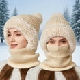 thumbnail image 2 of Bibifish Womens Scarf Hat One Piece Rib Knit Pattern Winter Warm Fleece Lined Scarf Hat Thermal Knitted One Piece Hat And Neck Warmer, 2 of 5
