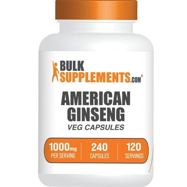 BulkSupplements American Ginseng Extract Capsules - Vegan, 1000mg per Serving (240 Capsules - 120 Servings)