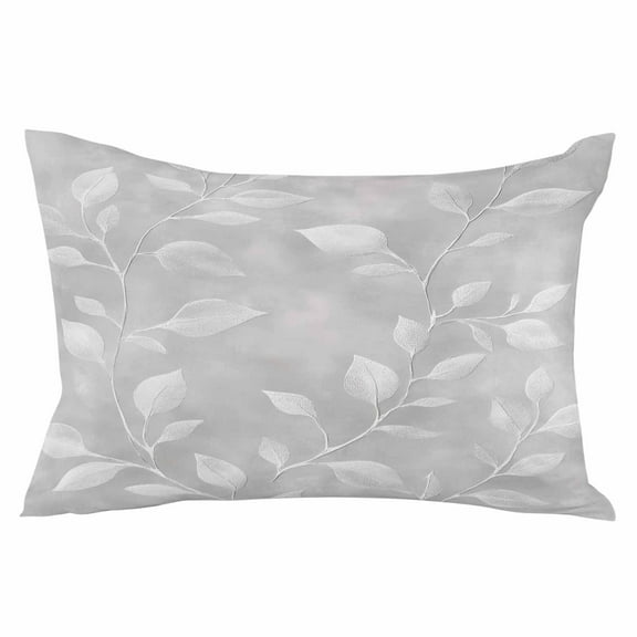 Silver Gray Leaves Throw Pillow Cover 20 x 26 Inch Decorative Pillow Cover Modern Abstract Botanical Branches Lumbar Pillowcase Seasonal Rectangle Cushion Case for Couch Sofa Bed Living Room
