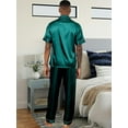thumbnail image 4 of Men's Silk Satin Pajama Set Short Sleeve Classic Sleepwear Button Down Loungewear with Long Pants, 4 of 7