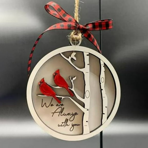 Christmas Red Cardinal Wood Ornaments Cardinal Birds Hanging Wood Decor Christmas Wood Ornaments with Hemp Rope for Xmas Tree Decor DIY Crafts Memorial Gifts