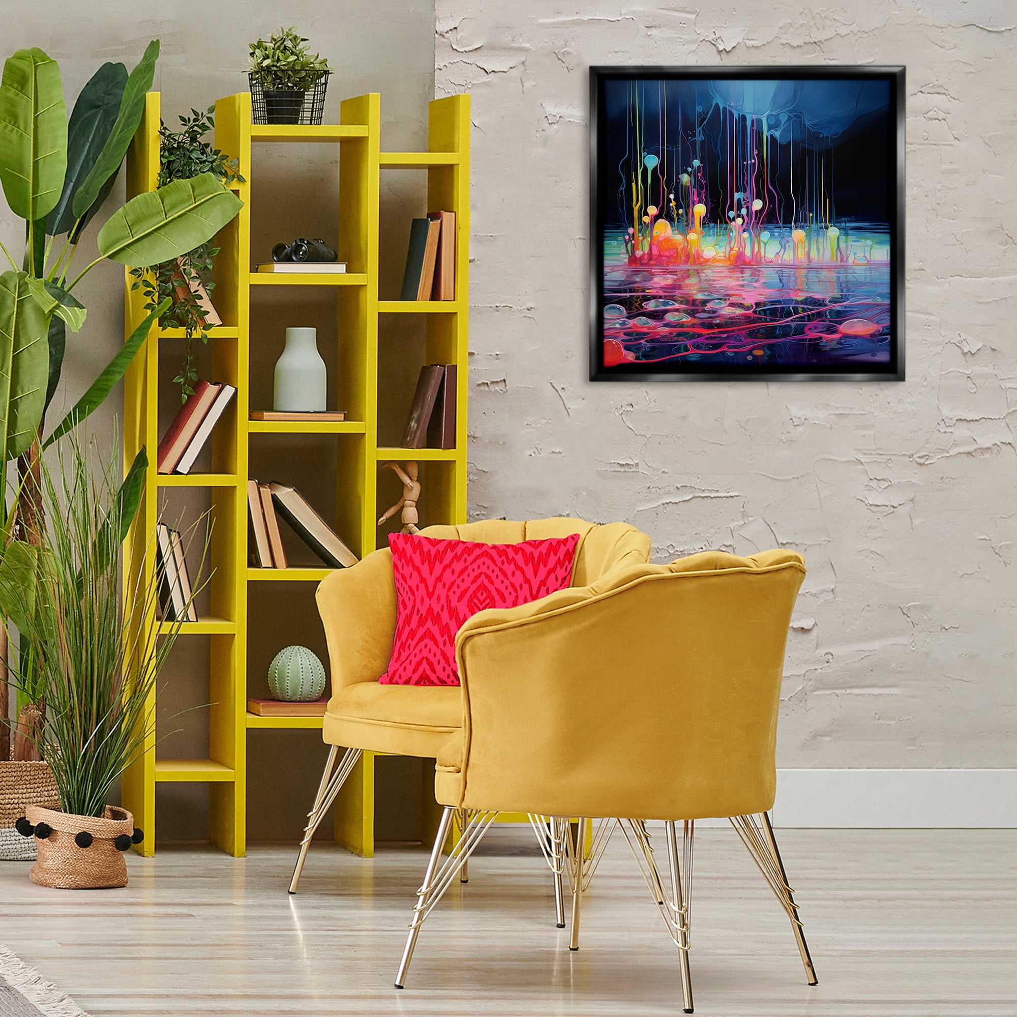 Stupell Industries Abstract Mystic Landscape Abstract Painting Black Floater Framed Canvas Art Print Wall Art, 25 x 25