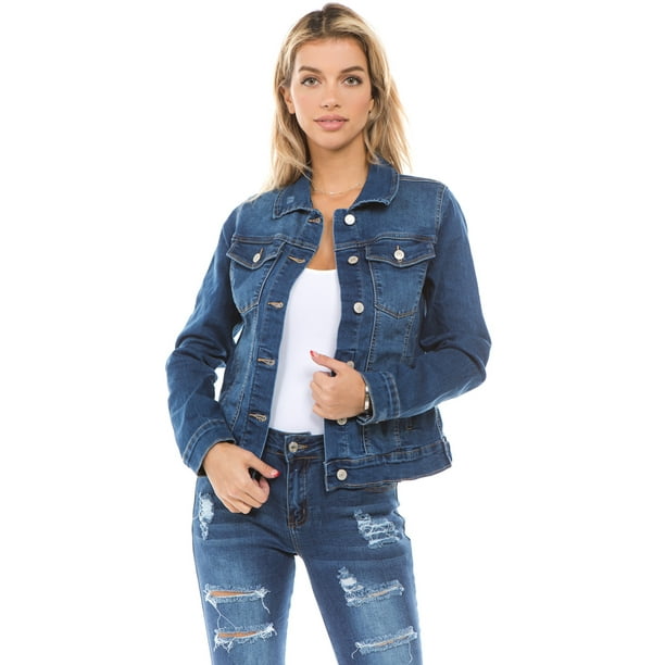 Fashion2love Women's Juniors Boyfriend Premium Denim Jackets Long