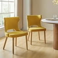 thumbnail image 2 of Dining Chairs Set of 2 Fabric Upholstered Wingback Accent Side Chairs Solid Wood Legs Hollow Design Home Kitchen Living Bedroom Mustard, 2 of 8