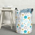 thumbnail image 6 of Fuzoiu Gold Stars Blue Dots Pattern Print Circular Hamper,Laundry Basket with Handle,Collapsible Laundry,Dirty Clothes Storage Basket,for Bedroom Bathroom Dorm Living Room-Small, 6 of 6