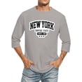 thumbnail image 2 of WEAIXIMIUNG T-Shirts pour Hommes à Manches 3/4 avec Nom de Ville et Lettres, Col Rond Confortable, Couleur Unie, 2 of 4
