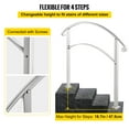 thumbnail image 3 of KFFKFF 4 Levels Adjustable Handrail Fits Level 1 or Level 4 Matte White Stair Handrail Wrought Iron Handrail with Mounting Kit Outdoor Step Handrail, 3 of 9