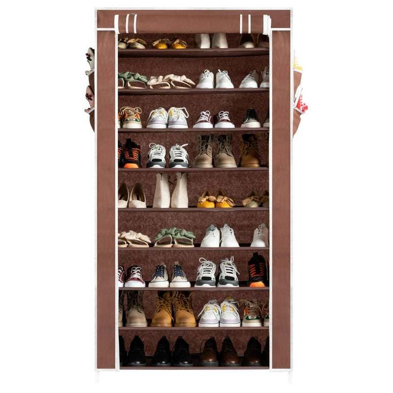 Ktaxon 10 Tiers Shoe Rack Shoe Shelf Shoe Storage Cabinet Organizer Space  Saving with Dustproof Cover for Closet Entryway Bedroom Living Room,  Multiple Colors 