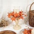 thumbnail image 6 of geerera Fall Maple Leaf Candle Ring with Berries, Artificial Autumn Mini Wreath for Pillar Candles, Rustic Harvest Tabletop Centerpiece for Thanksgiving Home, 6 of 7