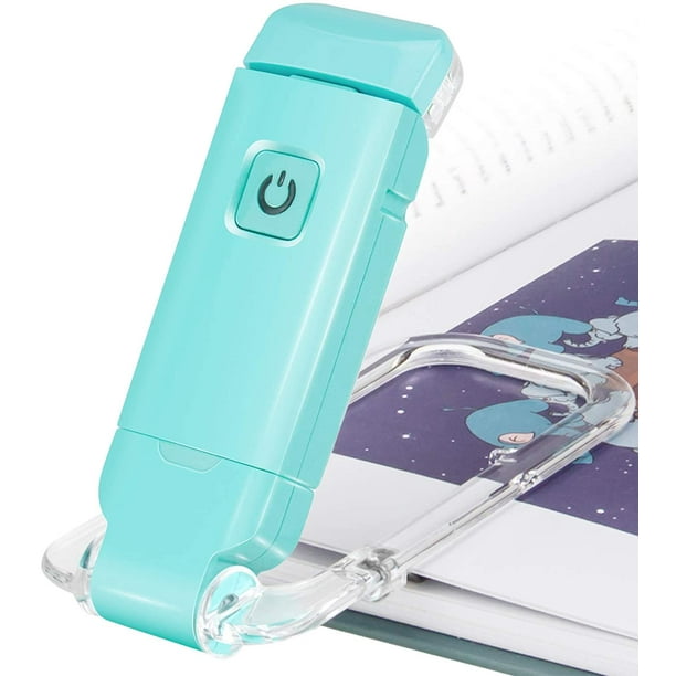 Lámpara de lectura LED con clip, lámpara de lectura para cabecera, luz suave y agradable para la vista, recargable por USB, 2 configuraciones de brillo para protección ocular, luz LED, azul
