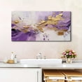 thumbnail image 2 of AatoeaX Purple Abstract Canvas Wall Art Living Room Purple and Gold Canvas Picture Wall Decor Gold Splash Prints Bright Colorful Painting Wall Decor for Bedroom Office Modern Abstract Home Decoration, 2 of 4