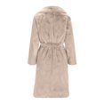 thumbnail image 5 of Olyvenn Fashion Women's Winter Long Bear Fluffy Oversized Faux Fur Warm Fuzzy Notch Lapel Pockets Outerwear Coat Beige 8, 5 of 6
