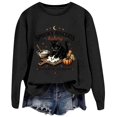 thumbnail image 4 of Halloween Sweatshirts for Women Trendy Spooky Biscuits Bakery Letter Printed Graphic Tops Fall Long Sleeve Loose Pullovers Tshirts Black XXL, 4 of 5