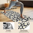 thumbnail image 4 of Black Daisy Flower Pattern Hot Yoga Mat Towel Non Slip for Hot Yoga - Quick-Drying Yoga Mat Cover with 4 Corner Pockets with Travel Bag - Hot Yoga Towel Non Slip 74"x26", 4 of 6