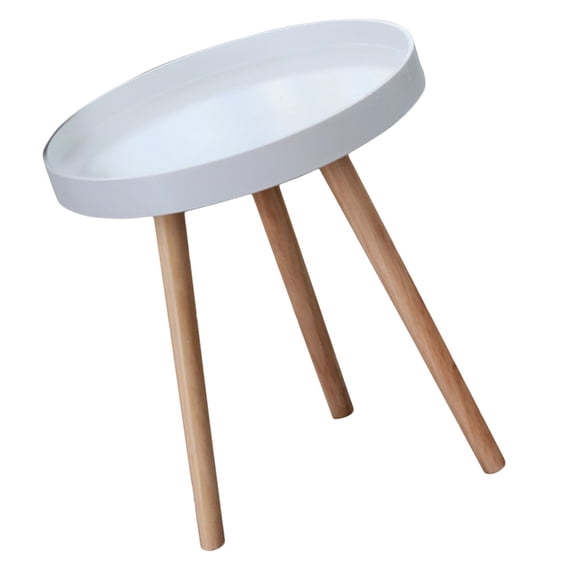 ELAYARD White Nordic Style Small Round Table with Storage for Living Room and Bedroom