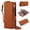 Brown, variant on Crossbody Wallet Case for iPhone 17 RFID Blocking Card Slots, PU Leather Magnetic Snap Wristband Strap Zipper Pocket Case with Stand Secure Ring Buckle for iPhone 17, Red