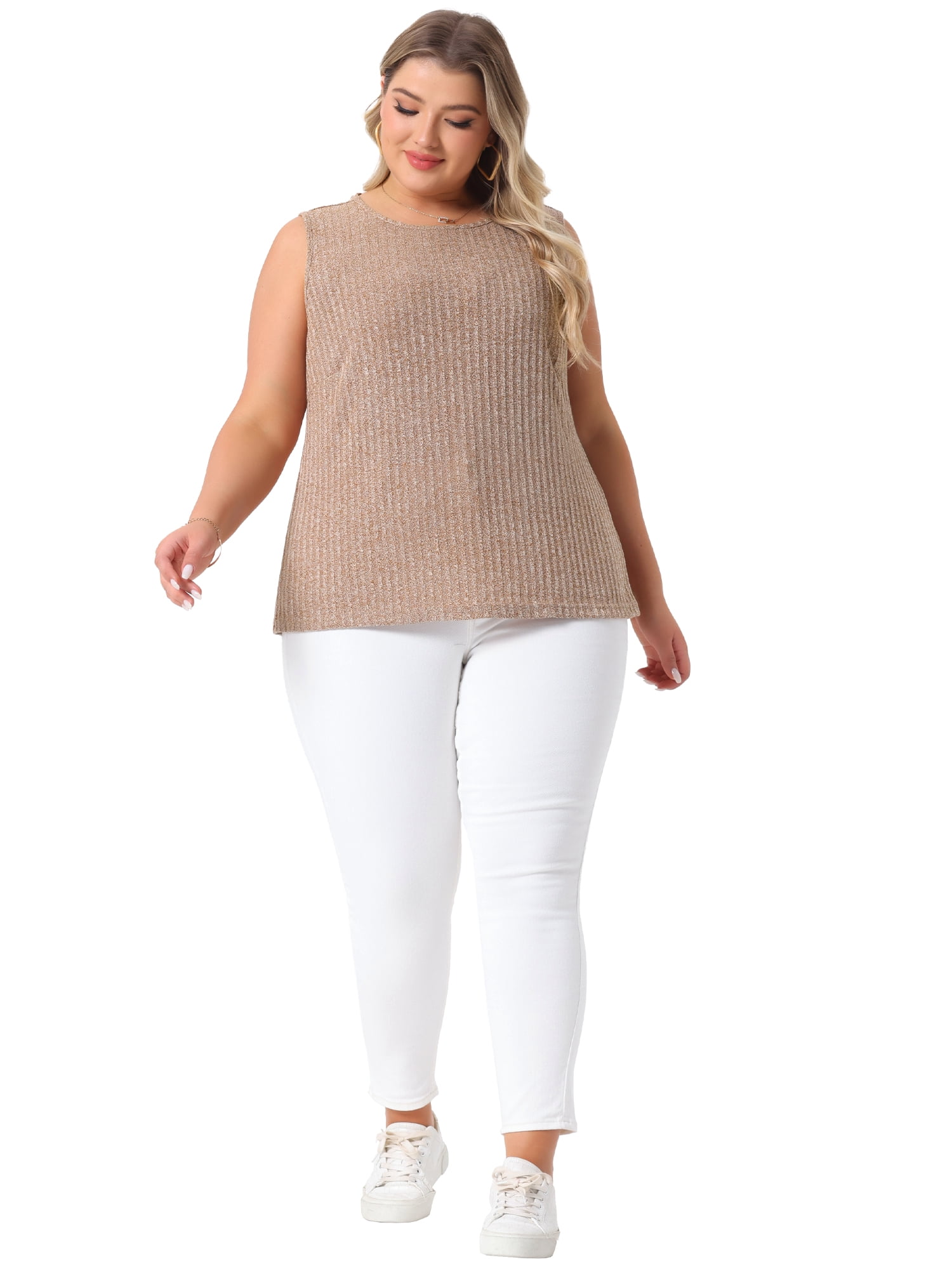 DARING DIVA Women's Plus Tank Tops Basic Soft Casual Outfits 1X Brown