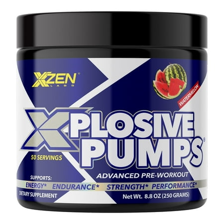 XZEN Xplosive Pumps Pre-Workout Energy Supplement, Watermelon, 50 Servings