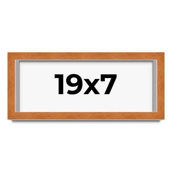 19x7 Shadow Box Frame Brown | 0.875 Inches Deep Real Wood Contemporary Shadowbox Display Frame | UV