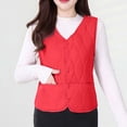 thumbnail image 2 of uublik Women's Warm Vest Button Up Casual Thermal Jackets Lightweight Trendy Outerwear Coat with Pockets, Red, 2 of 8