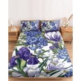 thumbnail image 2 of Twin Sze Fitted Sheet Set - Spring Flowers 2 Piece Bedding Sets 16" Deep Pocket Fitted Sheet with 1 Pillowcase, Purple Hydrangea Orchid Floral Country Brushed Microfiber Hotel Luxury Bed Sheets, 2 of 9