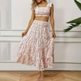 thumbnail image 3 of WMTBSRSW Two Piece Outfits for Women Floral Flowy Sleeveless Cropped Tank Tops and Tiered Ruffle Maxi Skirt Set Lightweight Casual Beach Vacation Sets, 3 of 6