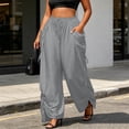 thumbnail image 5 of cocolona Womens Street Casual Plus Size Palazzo Pants Elastic Waist Drawstring Wide Leg Travel Lounge Pants with Pockets, 5 of 5