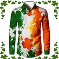 thumbnail image 2 of Mens Long Sleeve Tee Shirts Saint Patrick's Day Clover Print Irish Celebration Button Top, 2 of 4