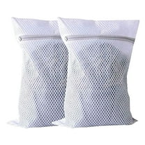 2 Pcs Heavy Duty Mesh Laundry Bags Durable Delicates Net Wash BagTravel Organization Washing Bag White